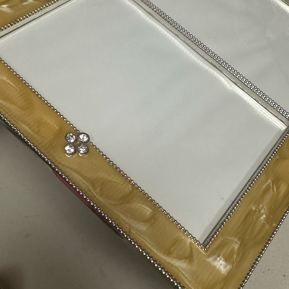 Vintage silver plated Yellow Enamel with Rhinestone double photo frame - Picture 14 of 14